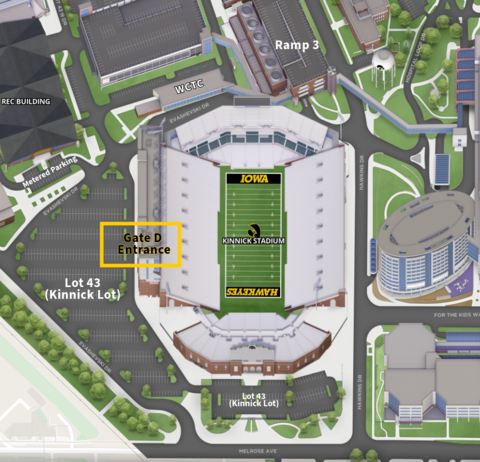 Kinnick Stadium Parking Map - Gate D Entrance