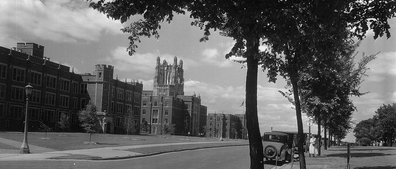 North facade of General Hospital viewed from east, The University of Iowa, 1931.jpg